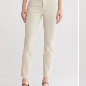 Good American Straight-Leg High-Rise Jeans in Cream